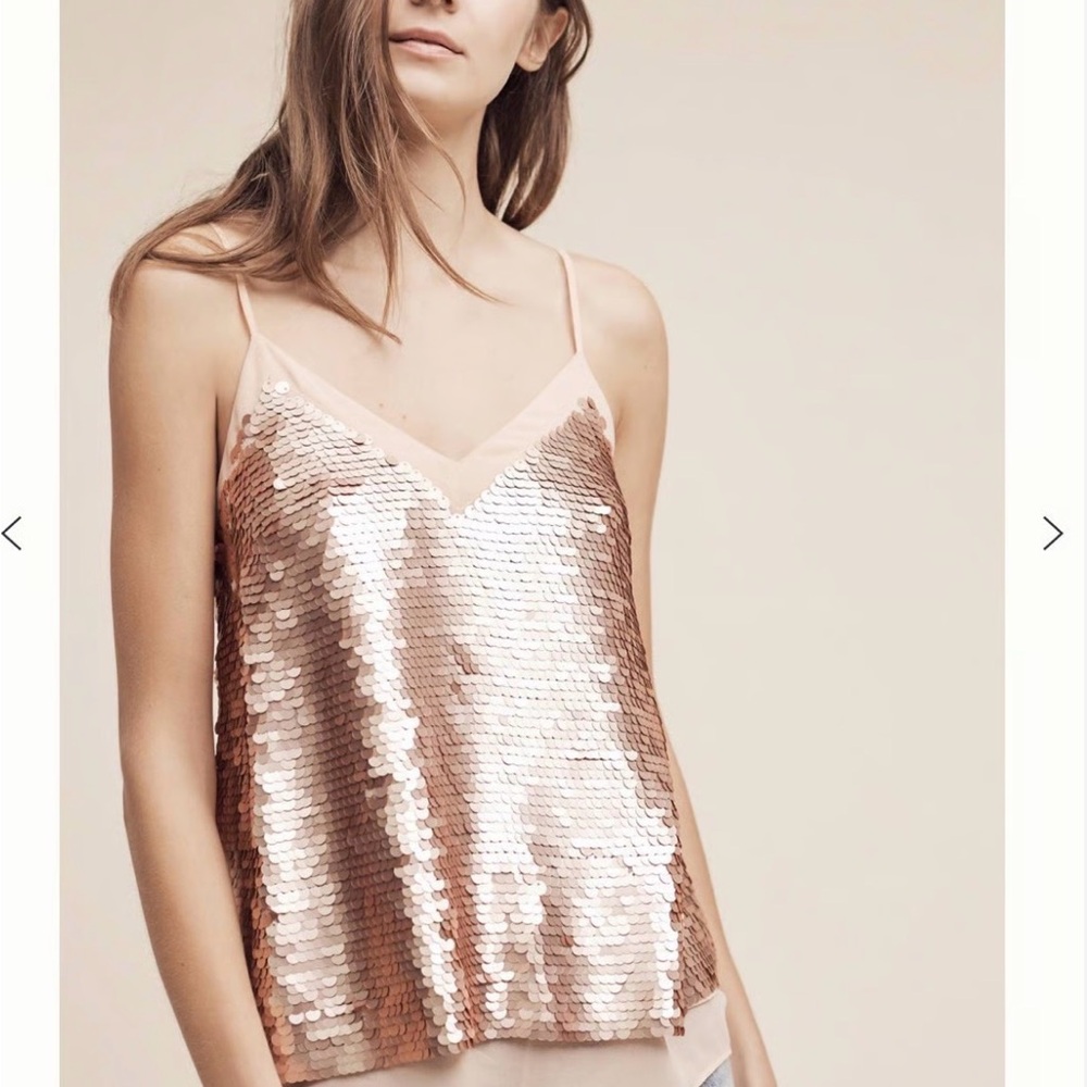 Anthropologie Moulinette Soeurs Rose Gold Sequin Camisole